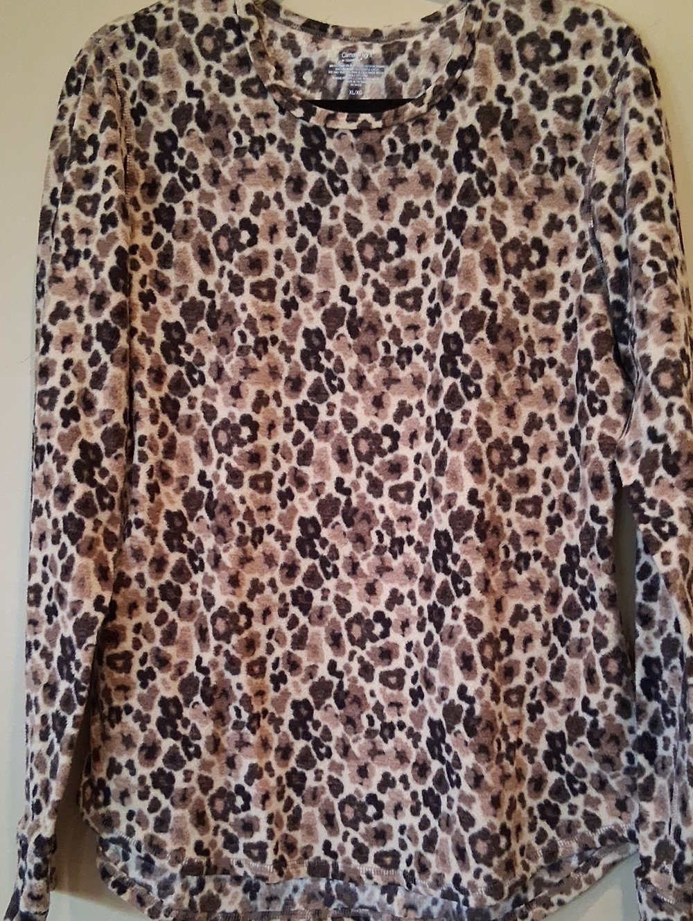 Cuddl Duds Women's Leopard Print Long Sleeve Top - Brown and Black
